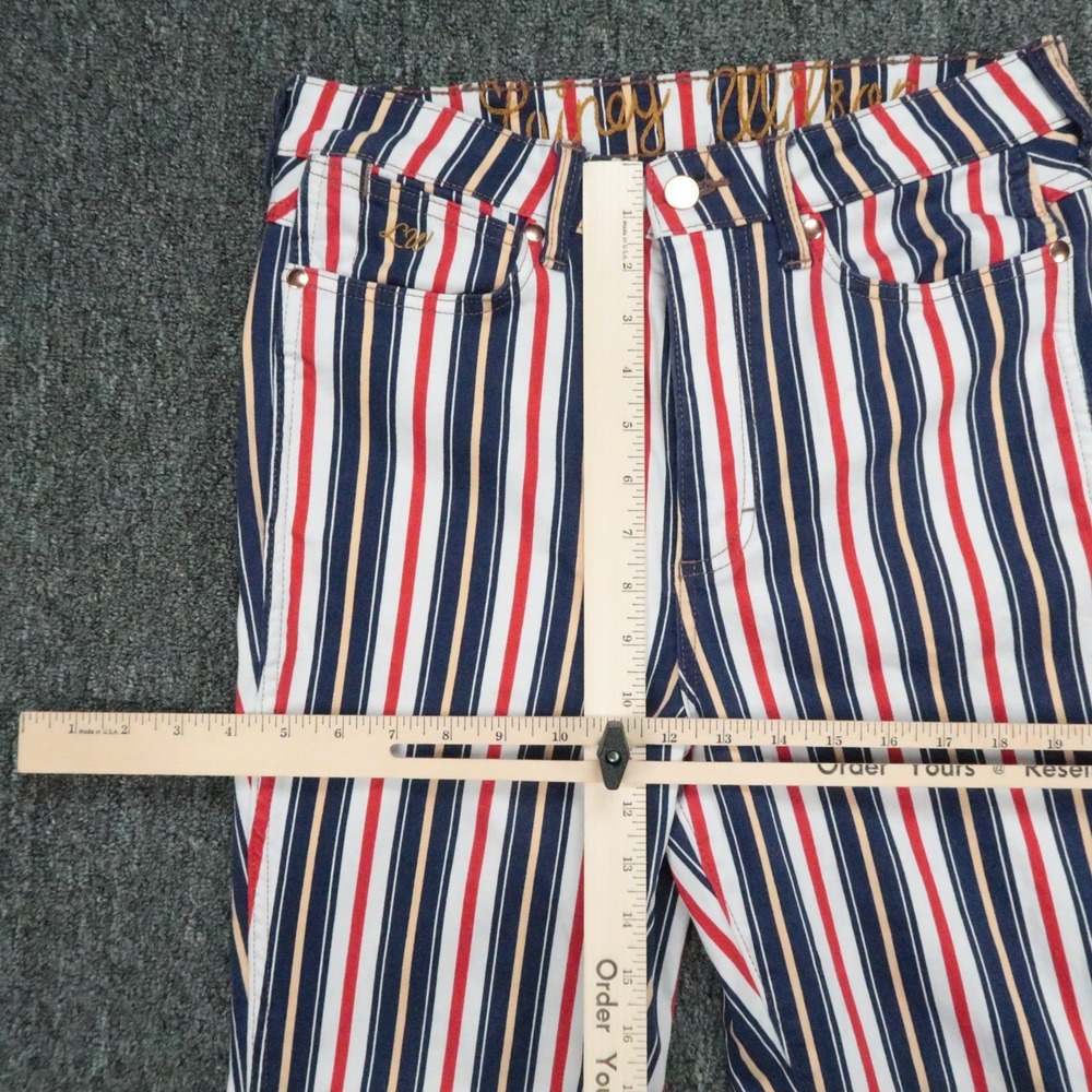 Wrangler Jeans Womens 30x32 Blue White Red Lainey Wilson Stripe Bell Bottom Wide - Picture 8 of 12
